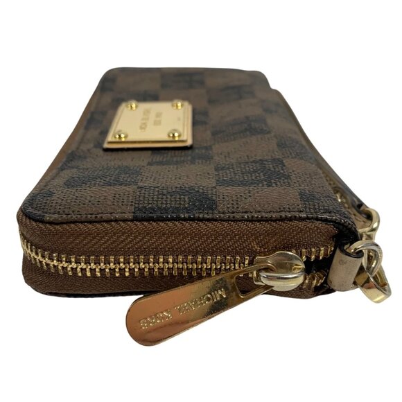 MICHAEL KORS Jet Set Travel MK Logo Continental Wallet Wristlet Brown/Gold - Picture 5 of 10